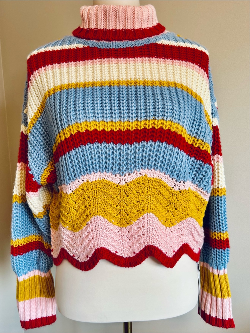 NWT - Cider Striped Turtleneck w Scalloped Hem - Oversized. - Picture 6 of 15